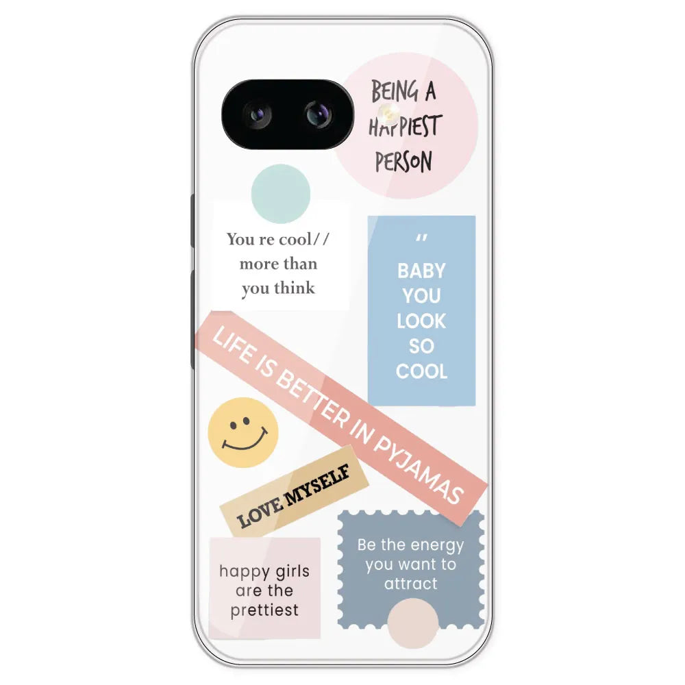 Be Happy - Clear Printed Silicone Case For Google Pixel 9A