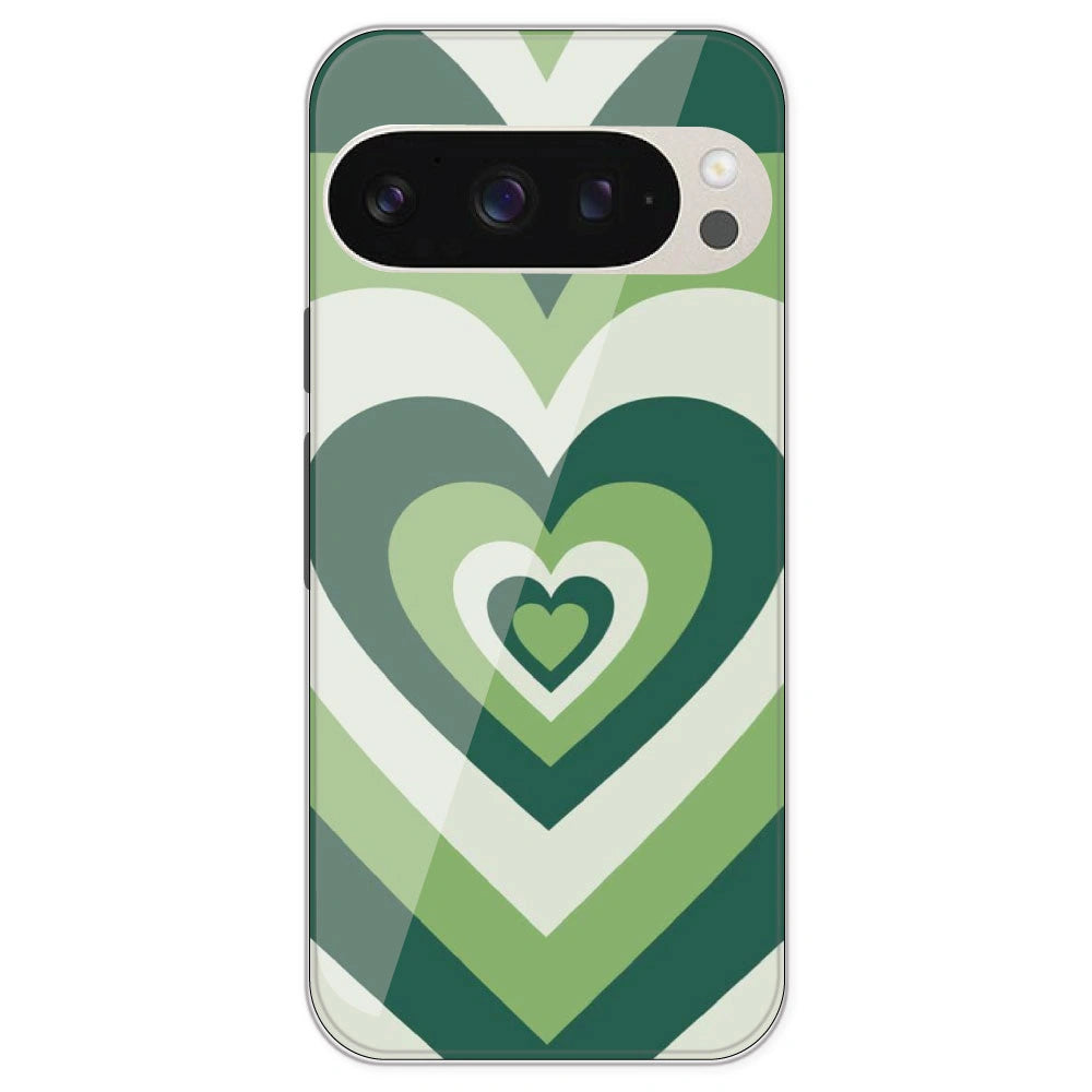 Dark Green Hearts - Printed Silicone Case For Google Pixel 9 Pro
