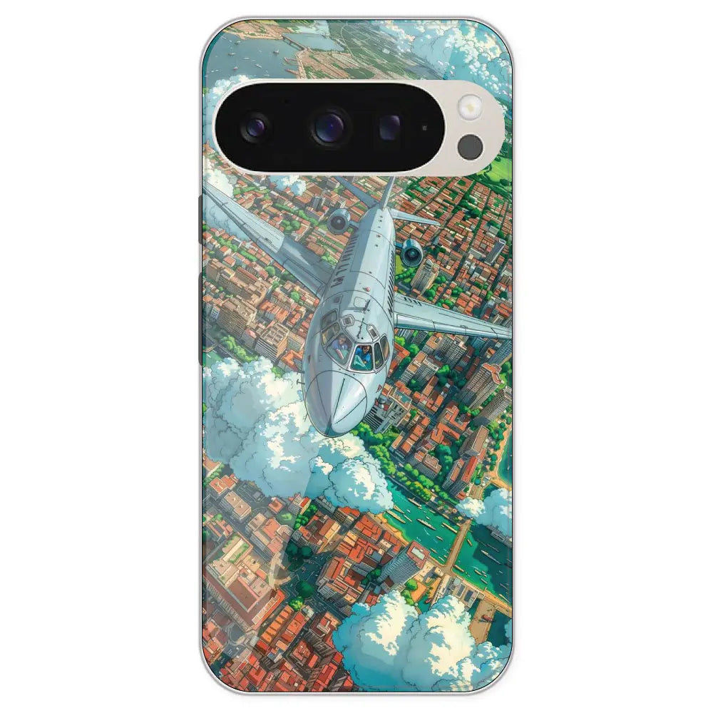 Flying Over City - Printed Silicone Case For Google Pixel 9 Pro