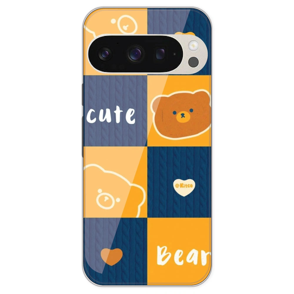 Cute Bear Collage - Printed Silicone Case For Google Pixel 9 Pro