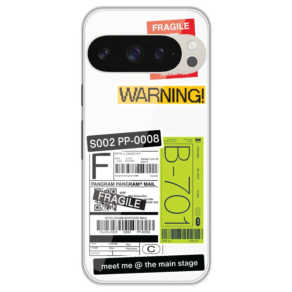 Fragile Labels - Clear Printed Silicone Case For Google Pixel 9 Pro
