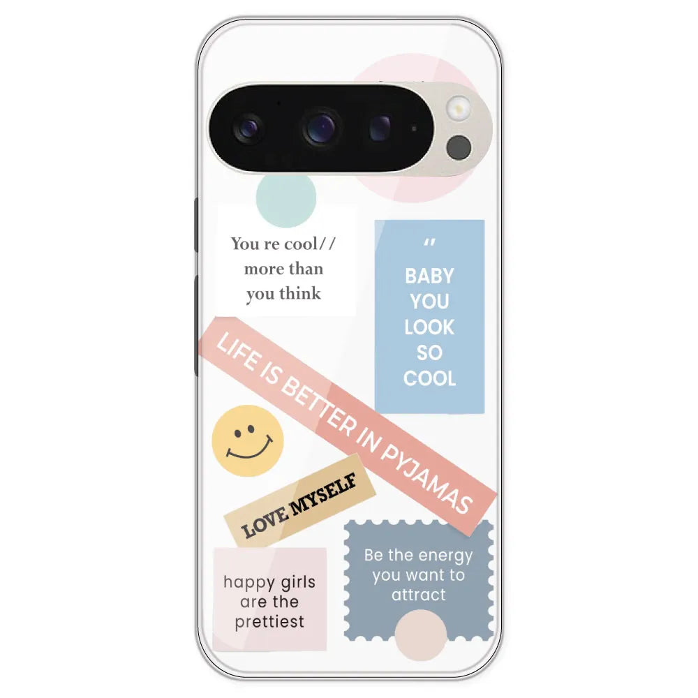 Be Happy - Clear Printed Silicone Case For Google Pixel 9 Pro