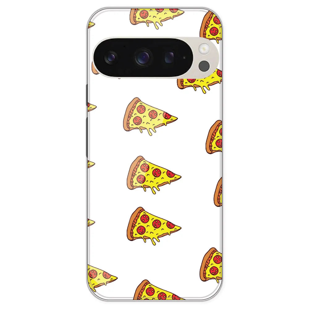 Pizza - Clear Printed Silicone Case For Google Pixel 9 Pro