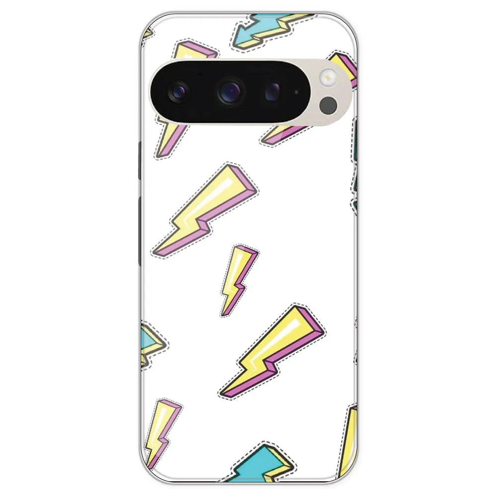 Lighting Bolts - Clear Printed Silicone Case For Google Pixel 9 Pro