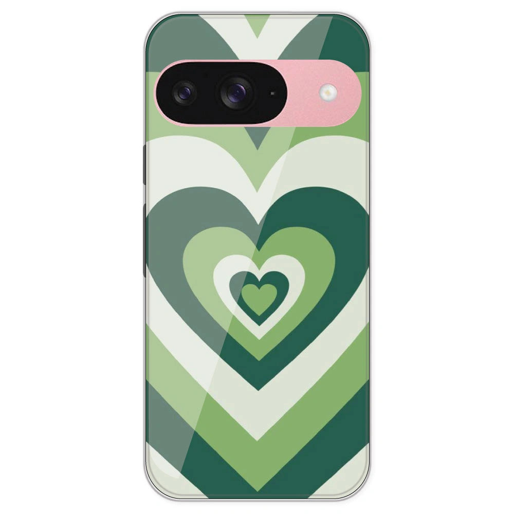 Dark Green Hearts - Printed Silicone Case For Google Pixel 9