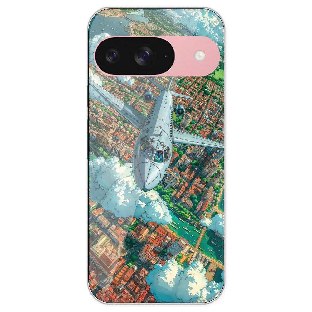 Flying Over City - Printed Silicone Case For Google Pixel 9