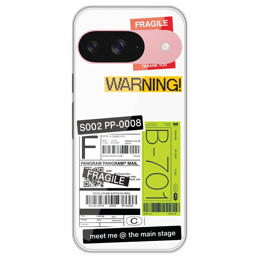 Fragile Labels - Clear Printed Silicone Case For Google Pixel 9