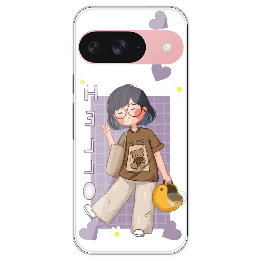 Introvert Girl - Clear Printed Silicone Case For Google Pixel 9