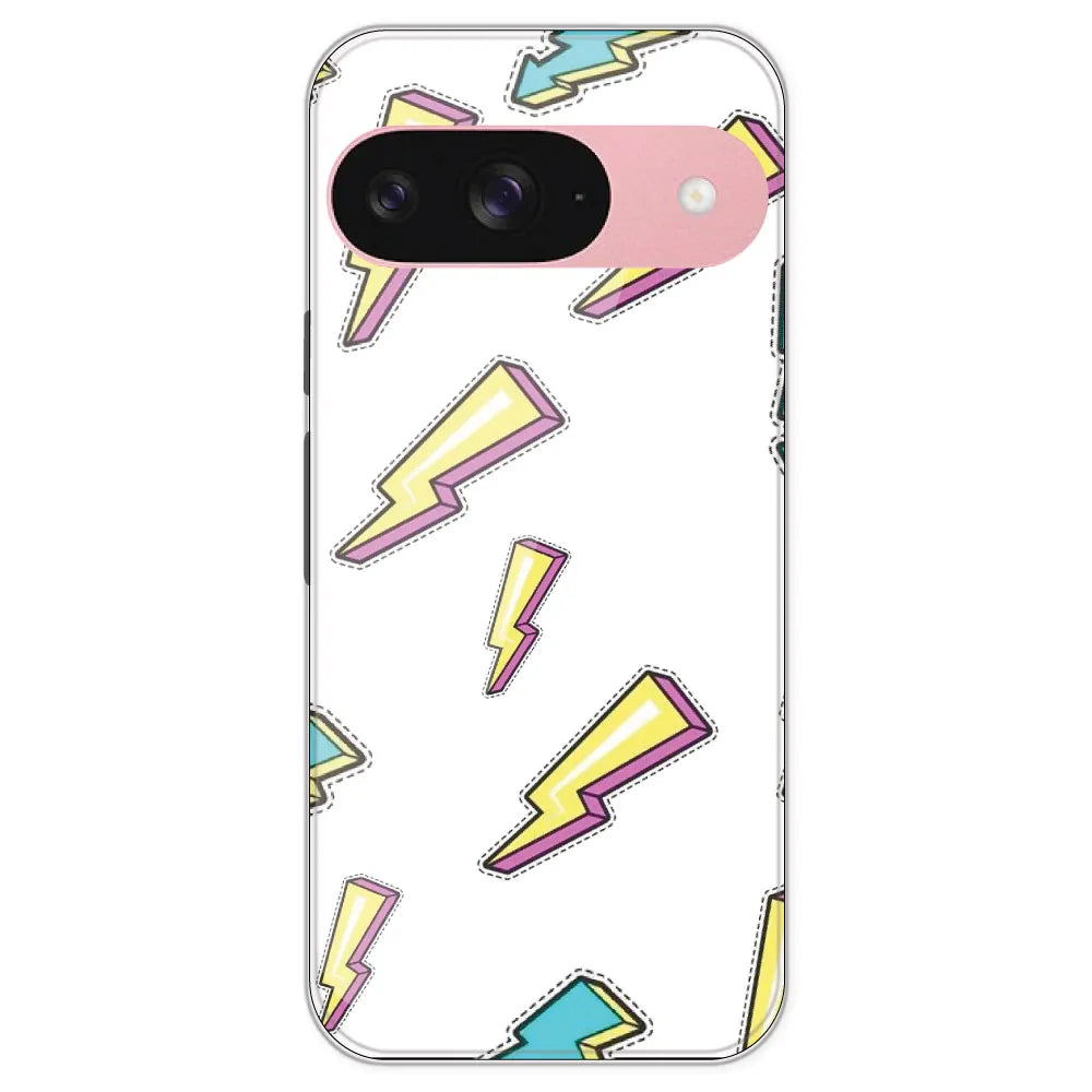Lighting Bolts - Clear Printed Silicone Case For Google Pixel 9