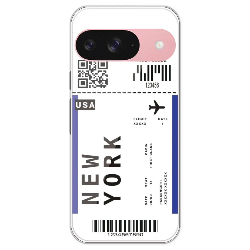 New York Ticket - Clear Printed Silicone Case For Google Pixel 9