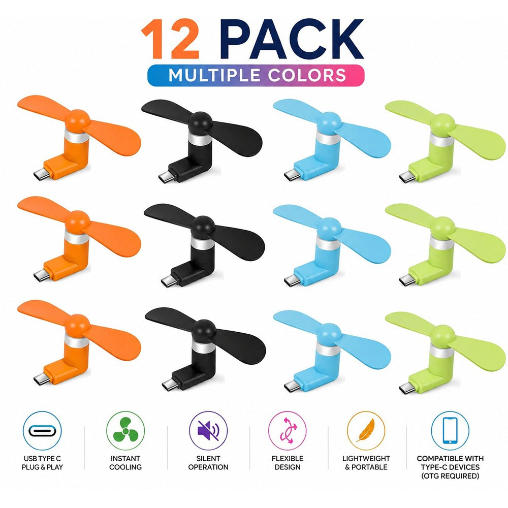 C-Type Mobile Fan Pack of 12 (Any Colour)
