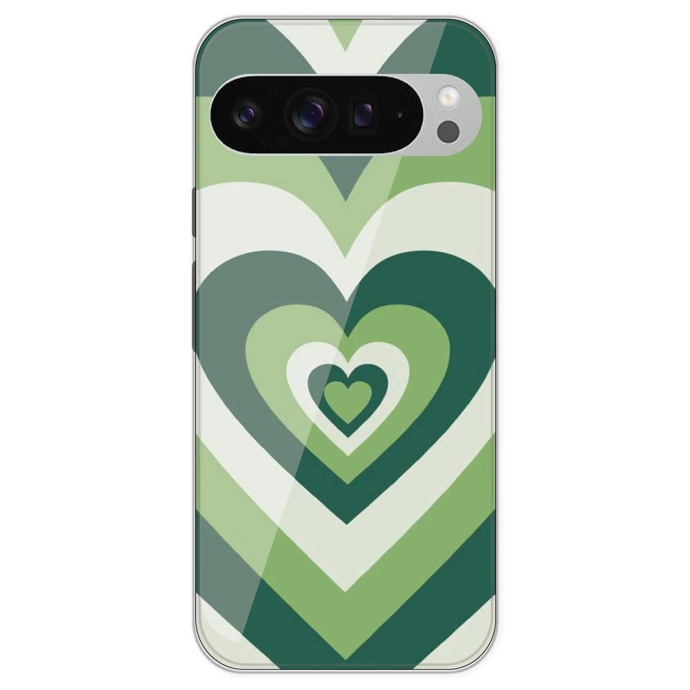 Dark Green Hearts - Printed Silicone Case For Google Pixel 9 Pro XL