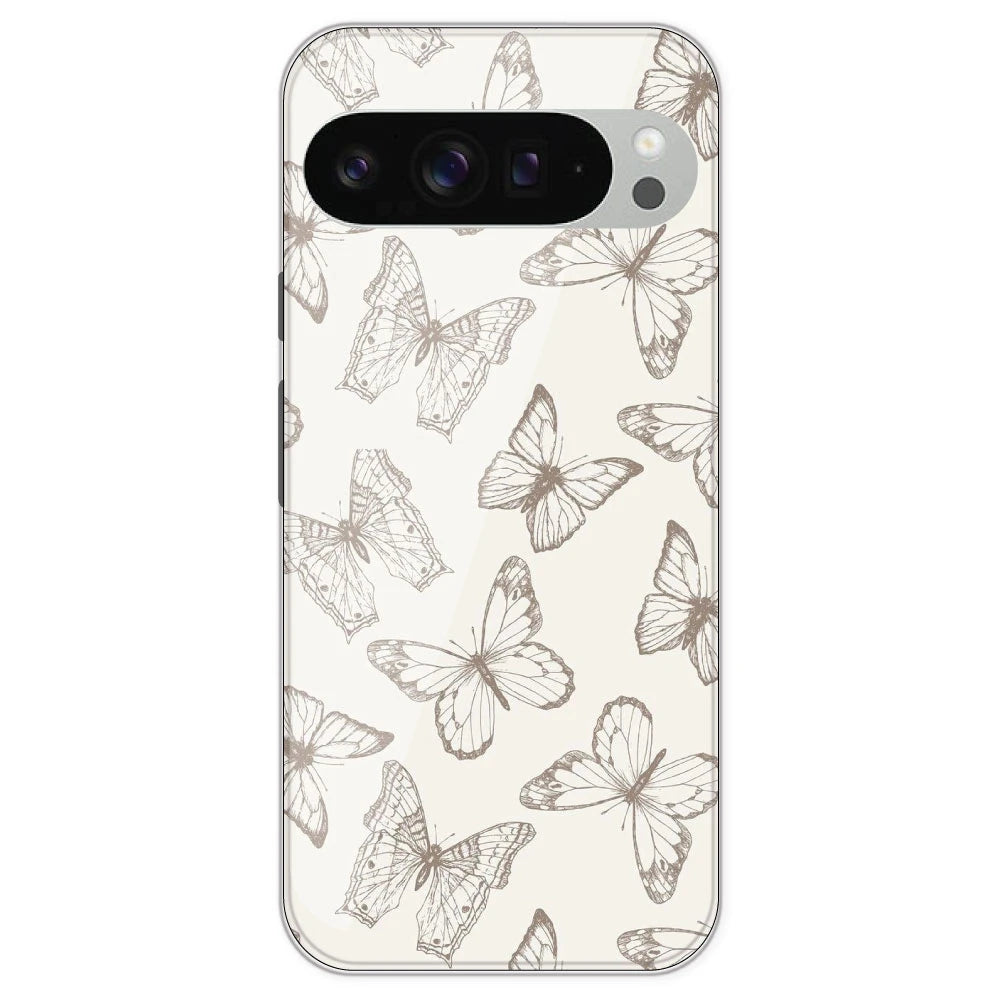 White Butterflies - Printed Silicone Case For Google Pixel 9 Pro XL