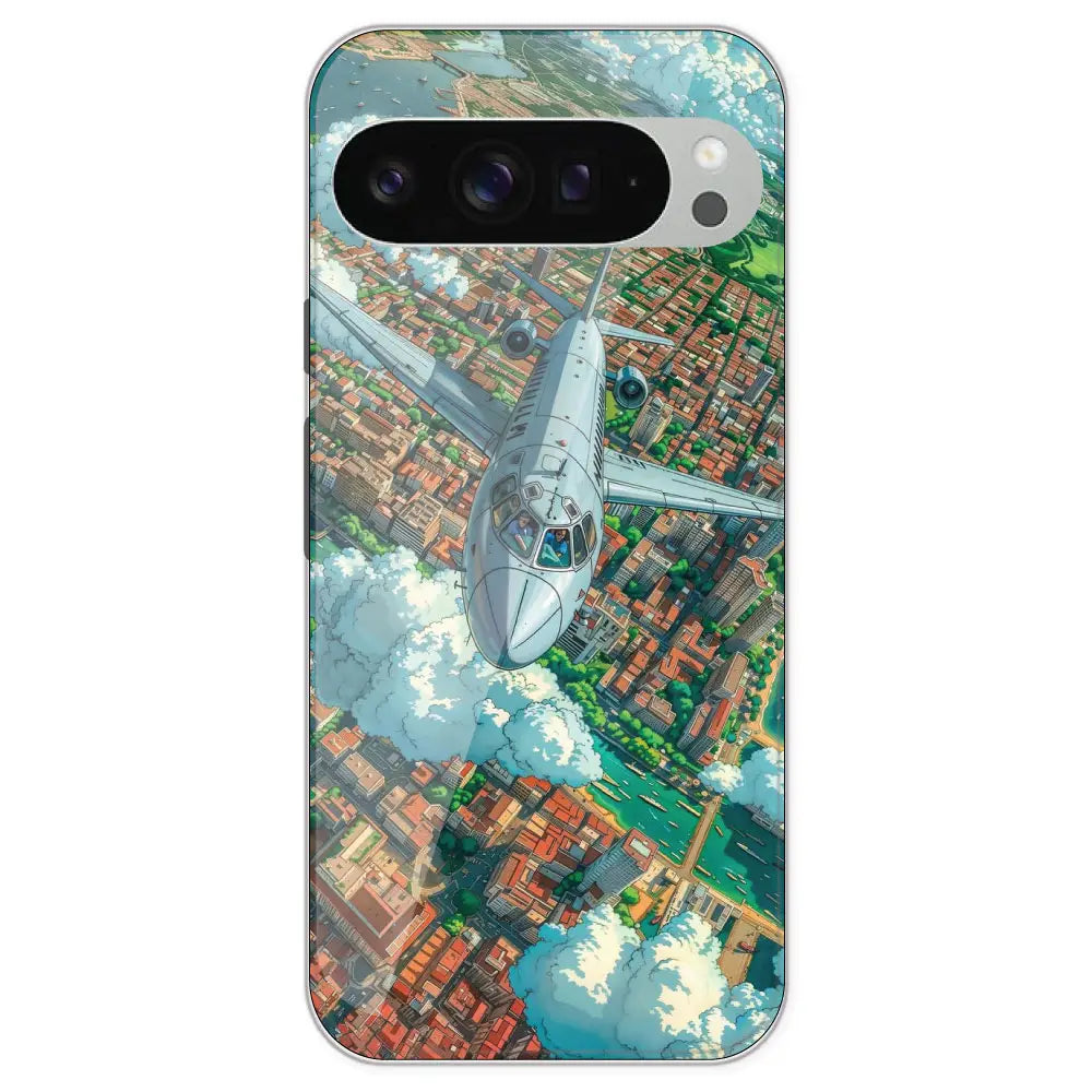 Flying Over City - Printed Silicone Case For Google Pixel 9 Pro XL