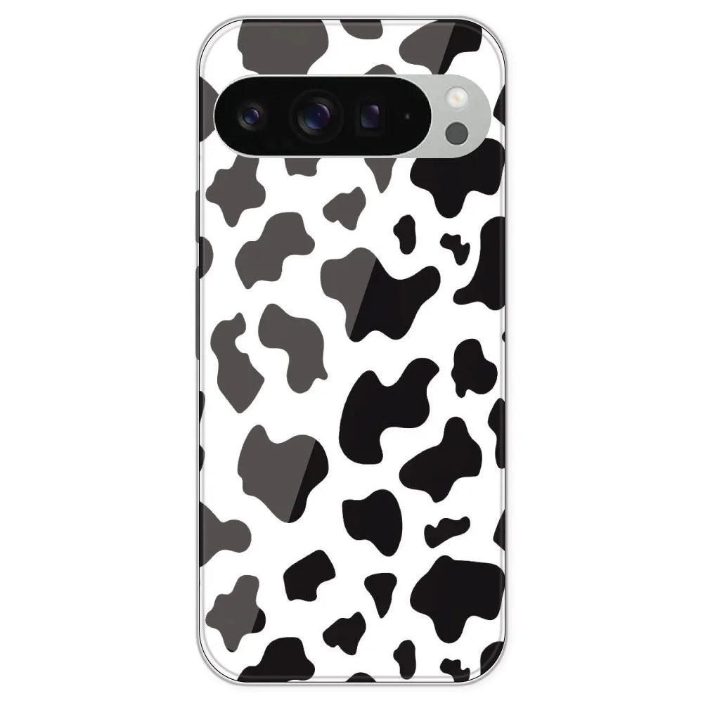 Cow Print - Clear Printed Silicone Case For Google Pixel 9 Pro XL