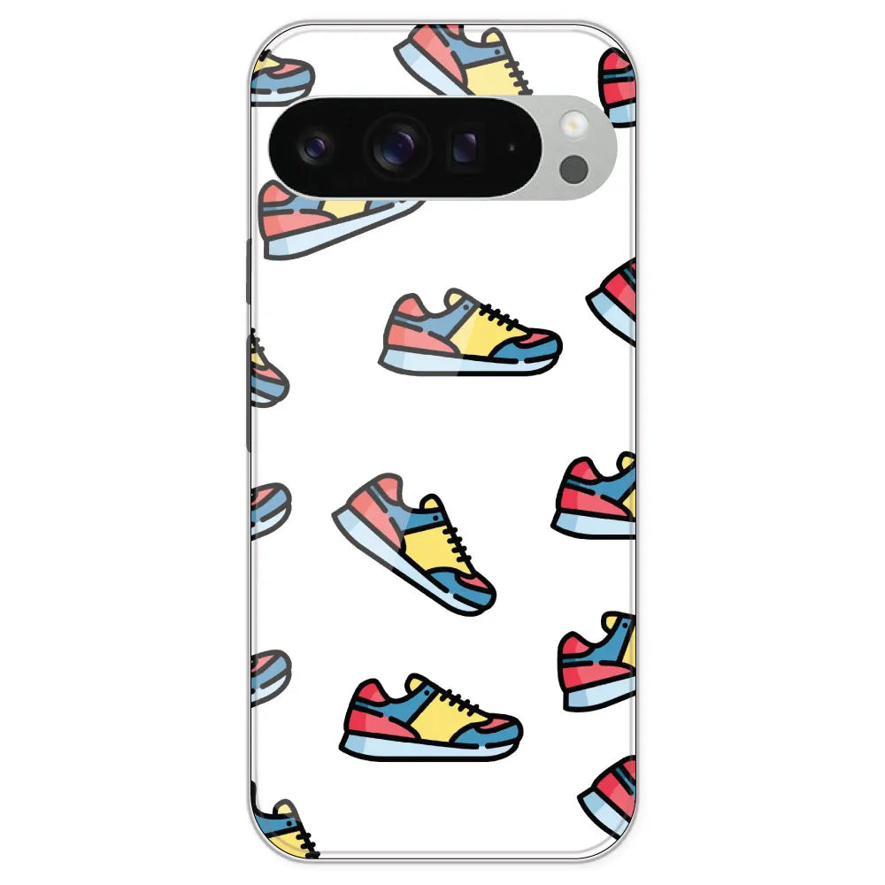 Sneakers - Clear Printed Silicone Case For Google Pixel 9 Pro XL