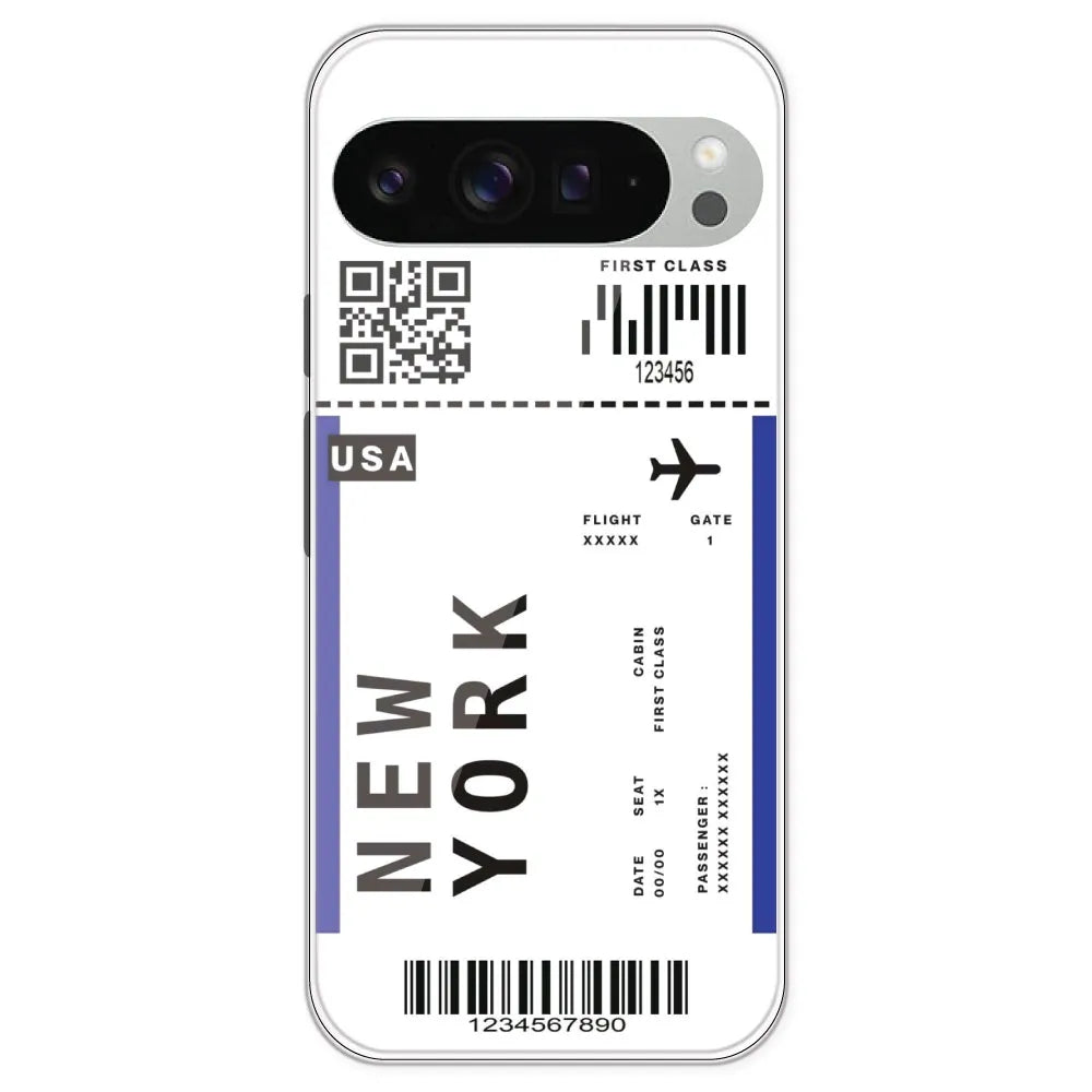 New York Ticket - Clear Printed Silicone Case For Google Pixel 9 Pro XL