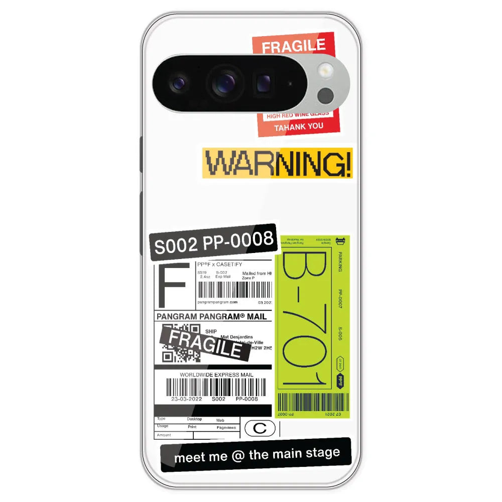 Fragile Labels - Clear Printed Silicone Case For Google Pixel 9 Pro XL