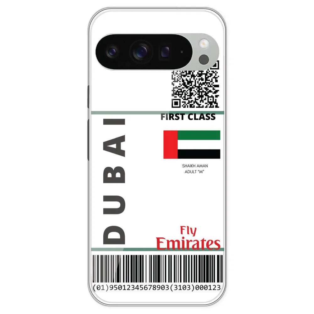 Dubai Ticket - Clear Printed Silicone Case For Google Pixel 9 Pro XL