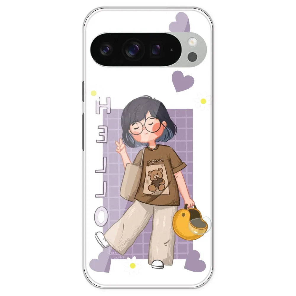 Introvert Girl - Clear Printed Silicone Case For Google Pixel 9 Pro XL