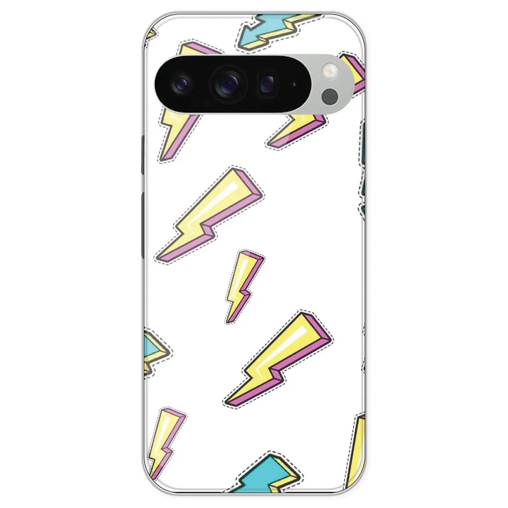Lighting Bolts - Clear Printed Silicone Case For Google Pixel 9 Pro XL
