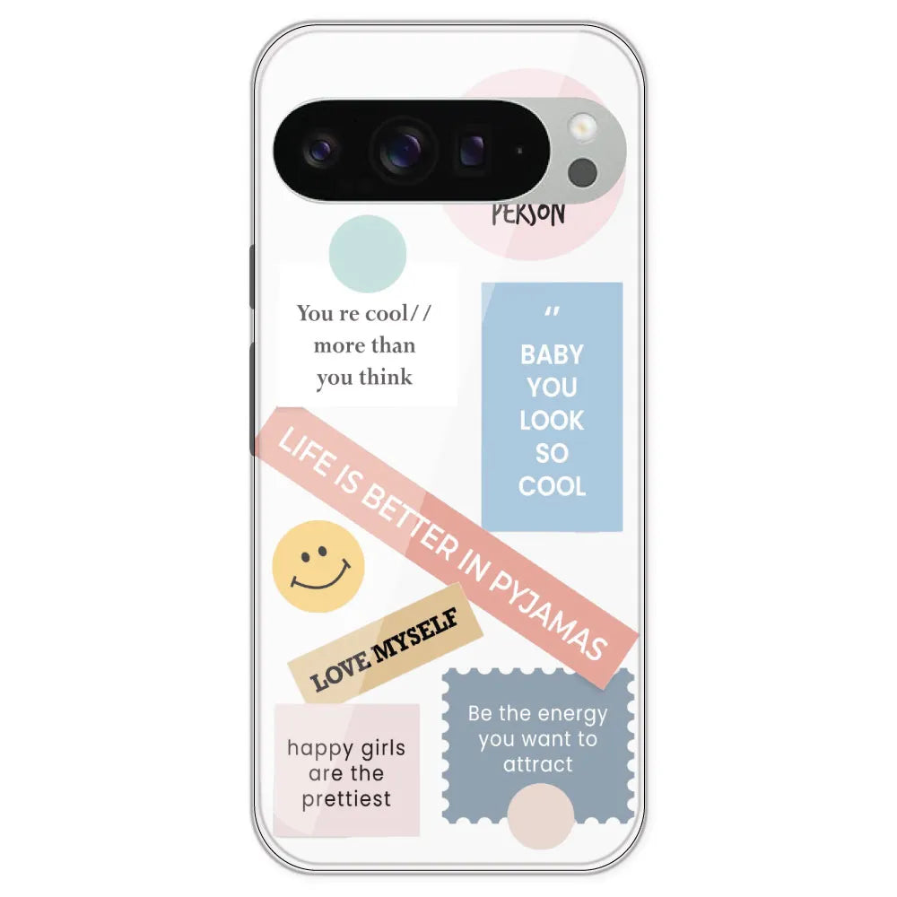 Be Happy - Clear Printed Silicone Case For Google Pixel 9 Pro XL