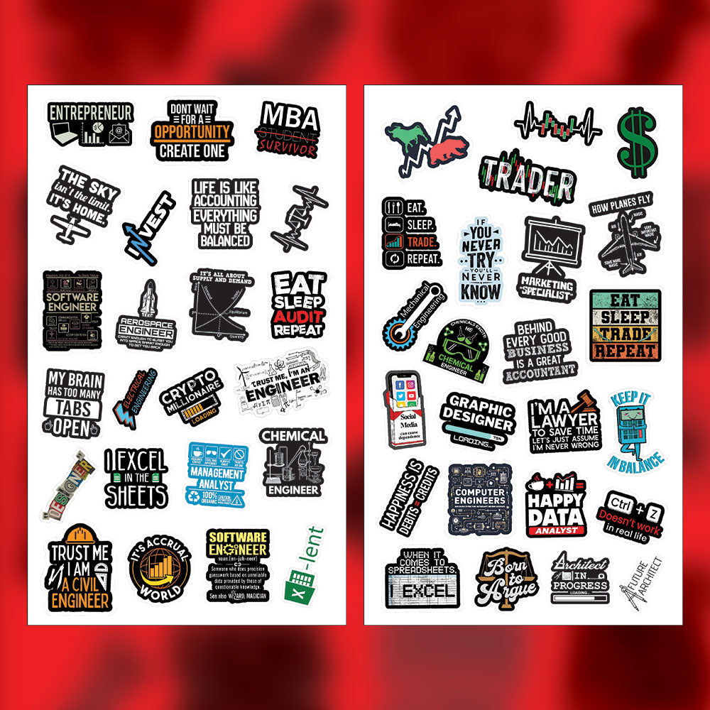 Professional Sticker Bundle – 47 Waterproof Aesthetic Stickers