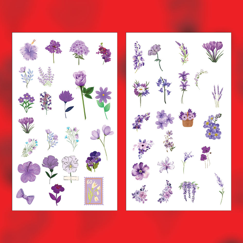 Purple Sticker Bundle – 46 Waterproof Aesthetic Stickers