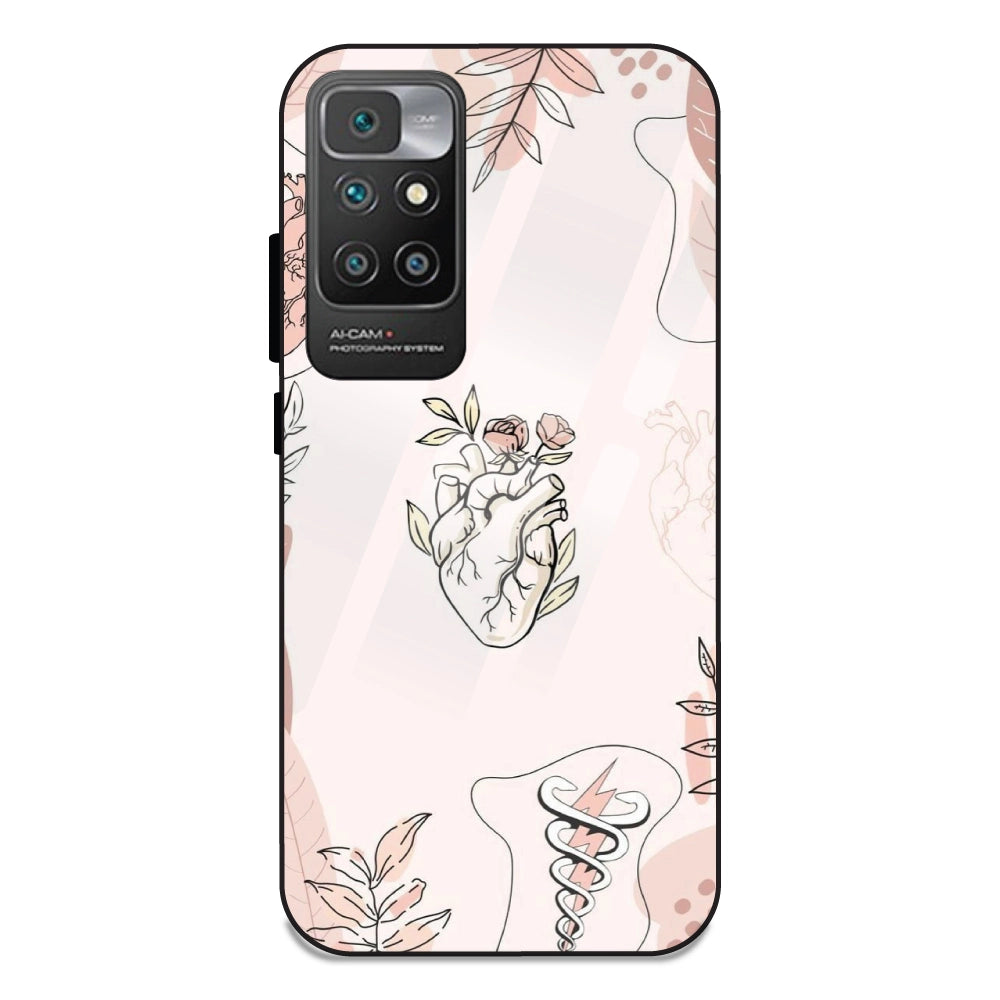 Hearts And Flowers - Glass Cases For Redmi 10 Prime