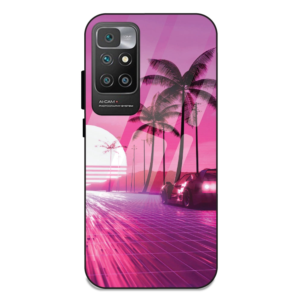 Retro Beach Synthwave - Glass Cases For Redmi 10 Prime
