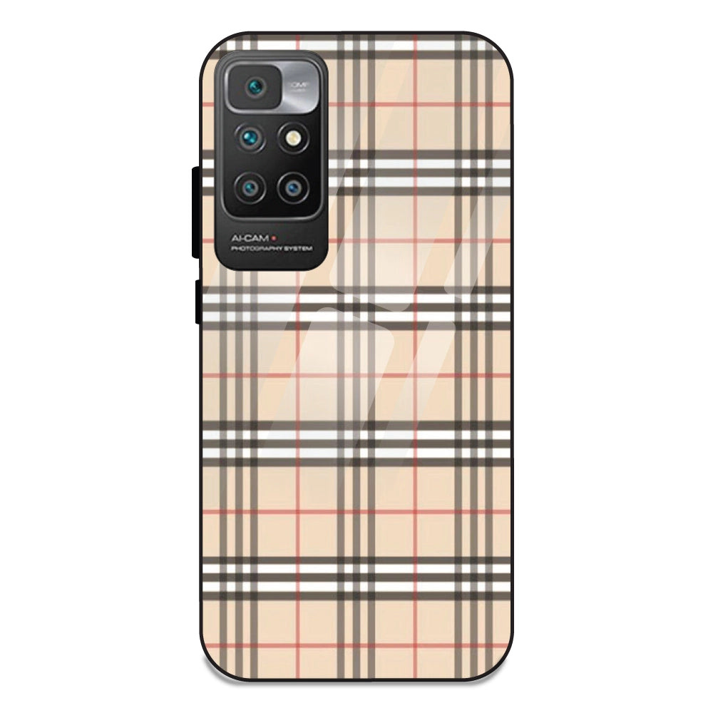 Yellow Checks - Glass Case For Redmi 10 Prime