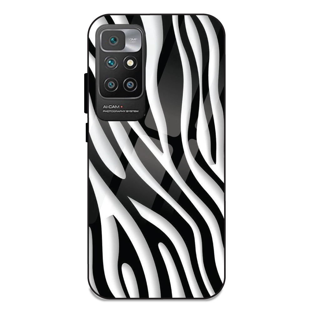 Zebra Print - Glass Case For Redmi 10 Prime