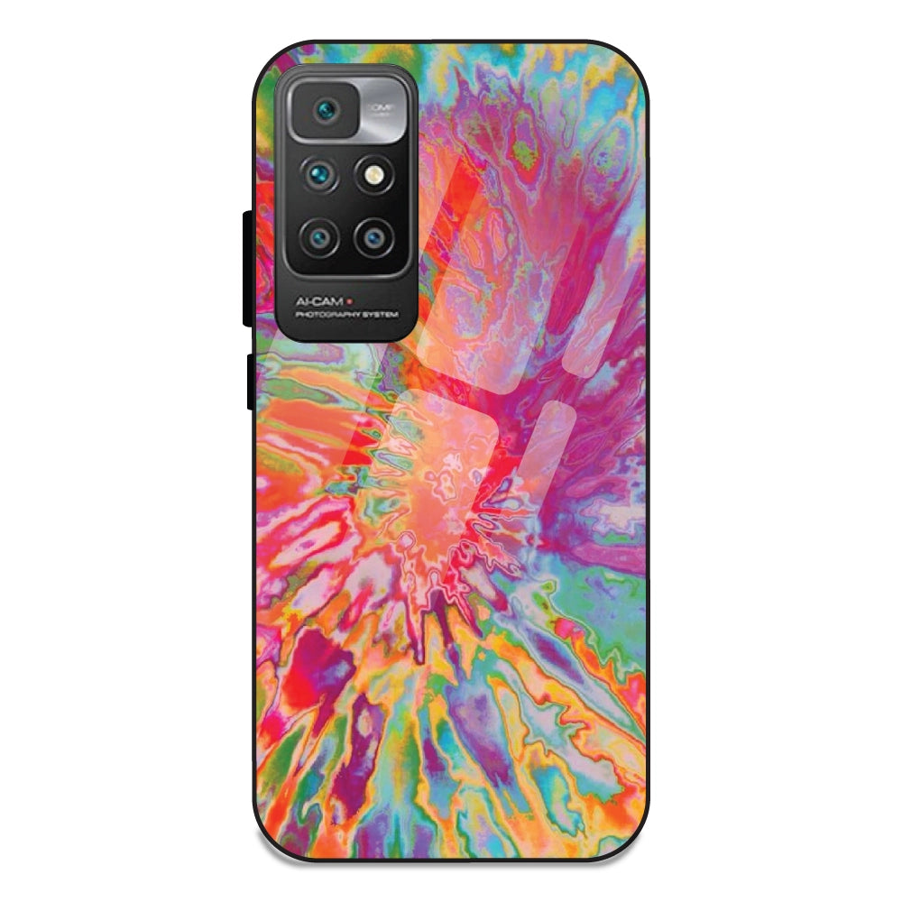 Orange Splash Tie Dye - Glass Case For Redmi 10 Prime