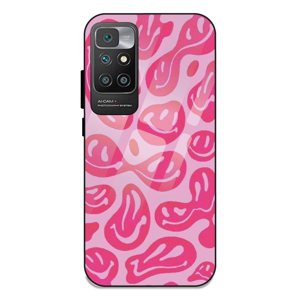 Pink Smilies - Glass Case For Redmi 10 Prime