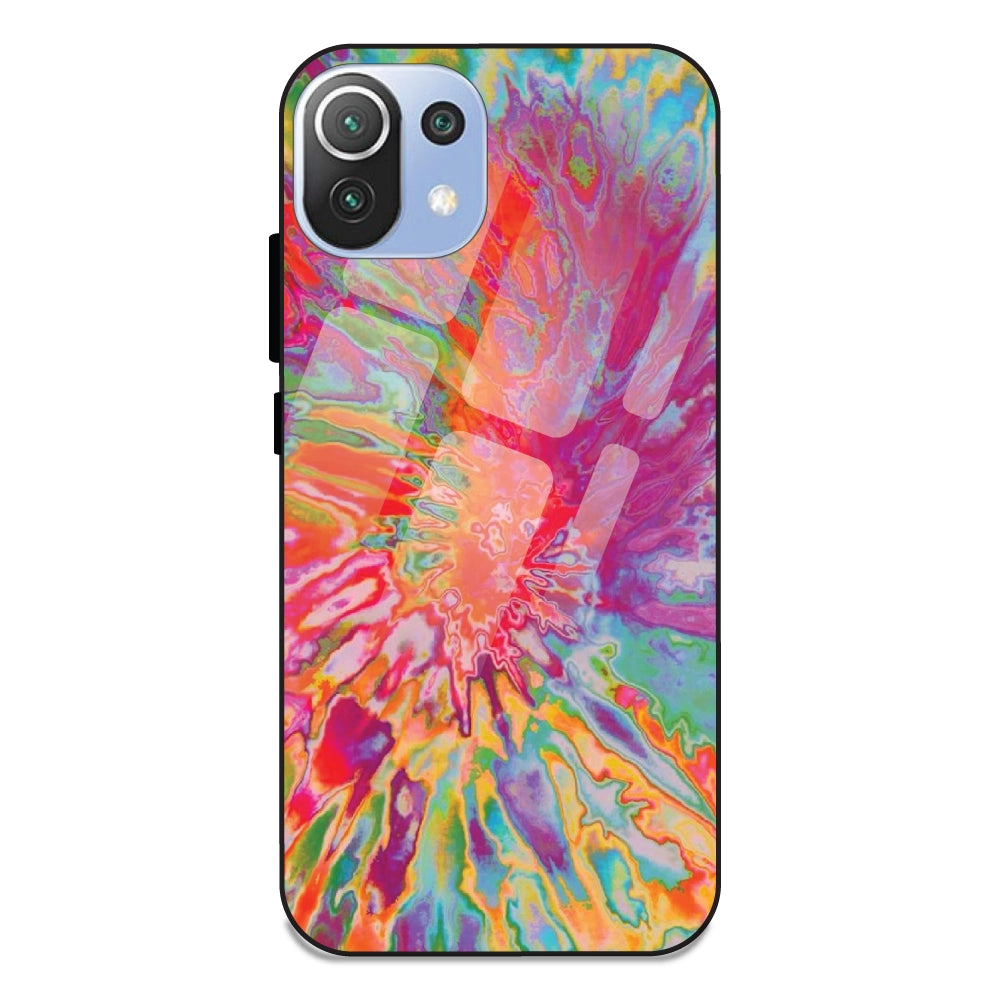 Orange Splash Tie Dye - Glass Case For Redmi 11 Lite