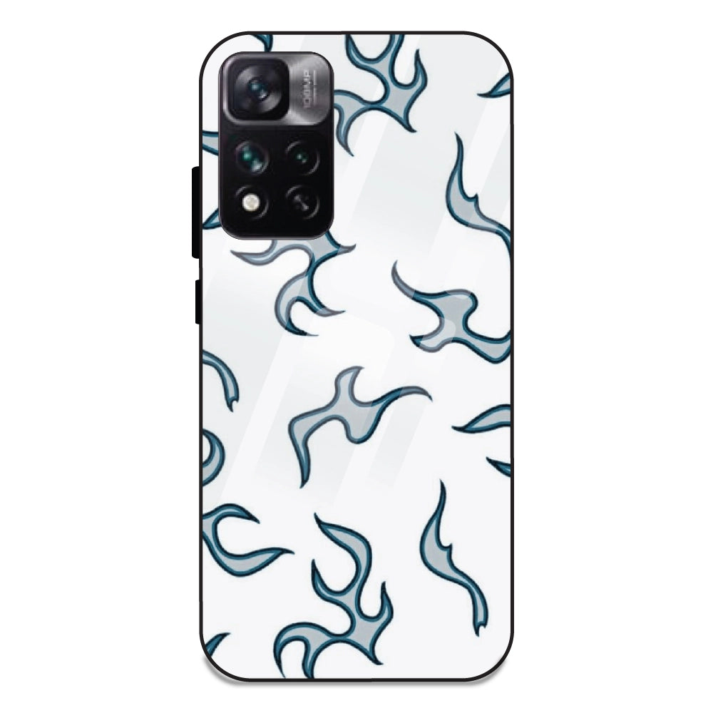 White And Blue Flames - Glass Case For Redmi 11 I
