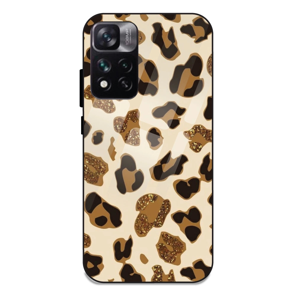 Leopard Glitter Print - Glass Case For Redmi 11 I