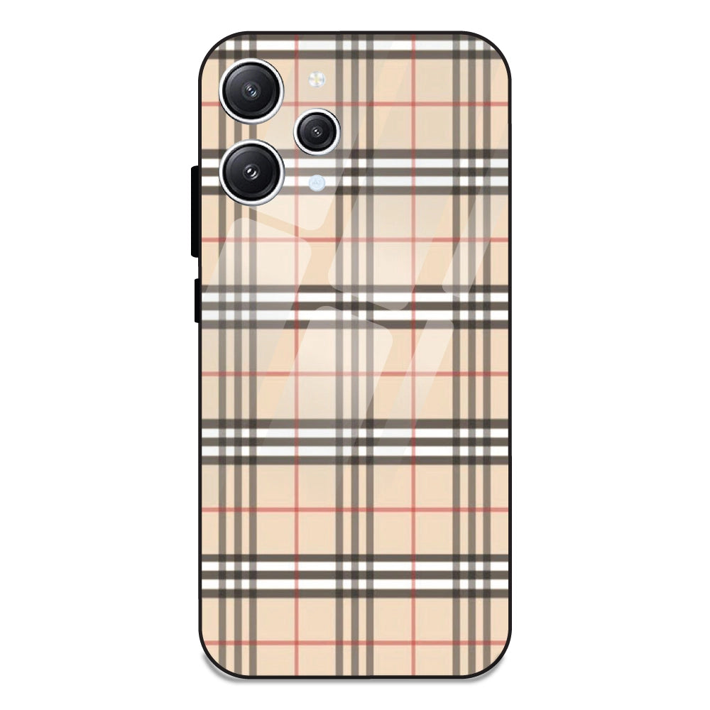 Yellow Checks - Glass Case For Redmi 12 4G
