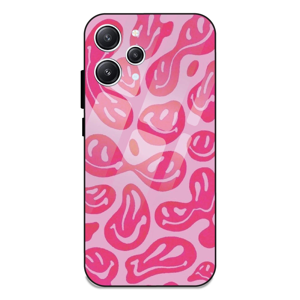 Pink Smilies - Glass Case For Redmi 12 4G