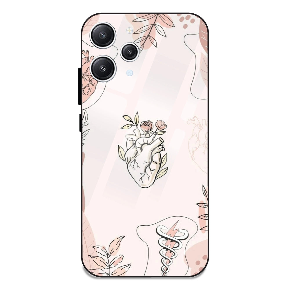 Hearts And Flowers - Glass Cases For Redmi 12 4G