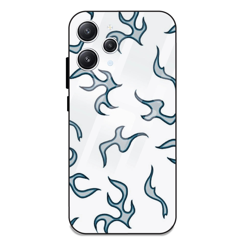 White And Blue Flames - Glass Case For Redmi 12 4G
