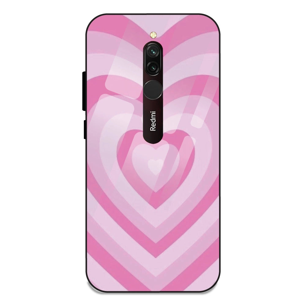 Pink Hearts - Glass Case For Redmi 8