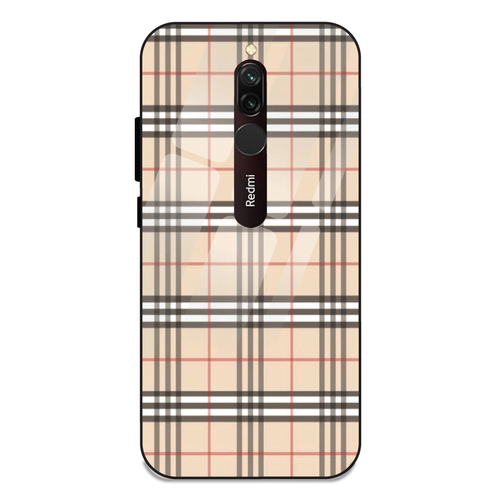 Yellow Checks - Glass Case For Redmi 8