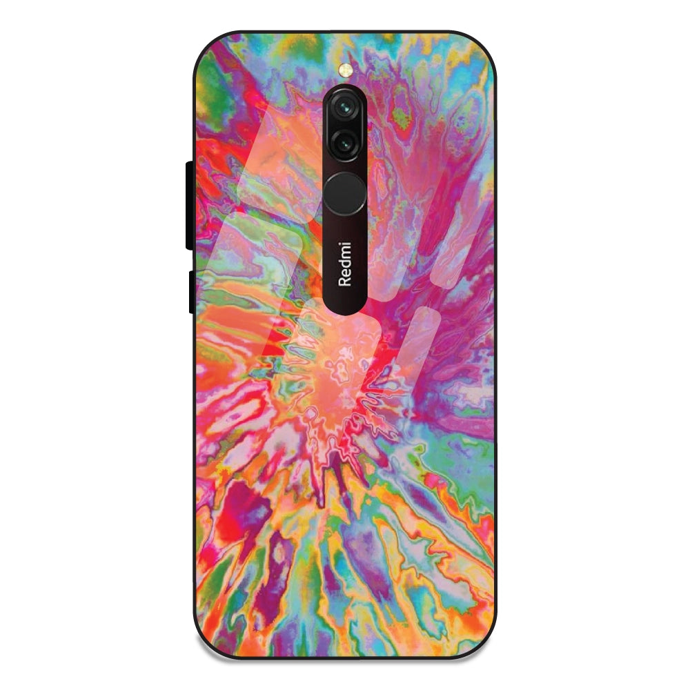 Orange Splash Tie Dye - Glass Case For Redmi 8