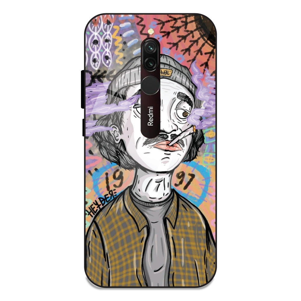 A Smoking Potrait - Glass Cases For Redmi 8