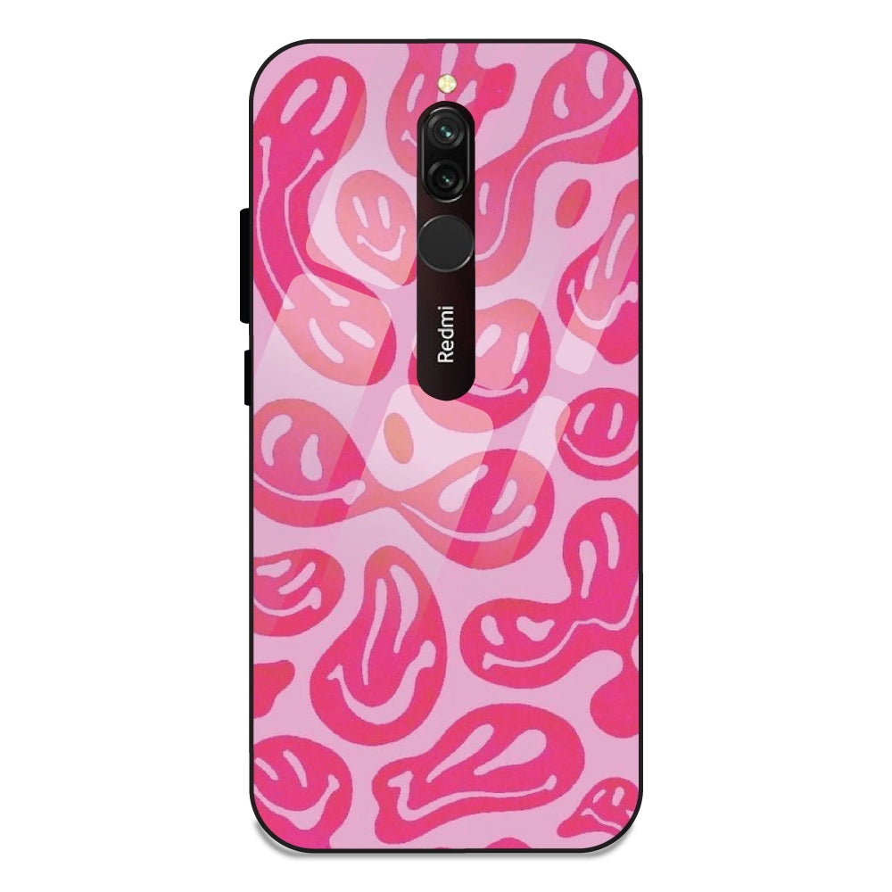 Pink Smilies - Glass Case For Redmi 8