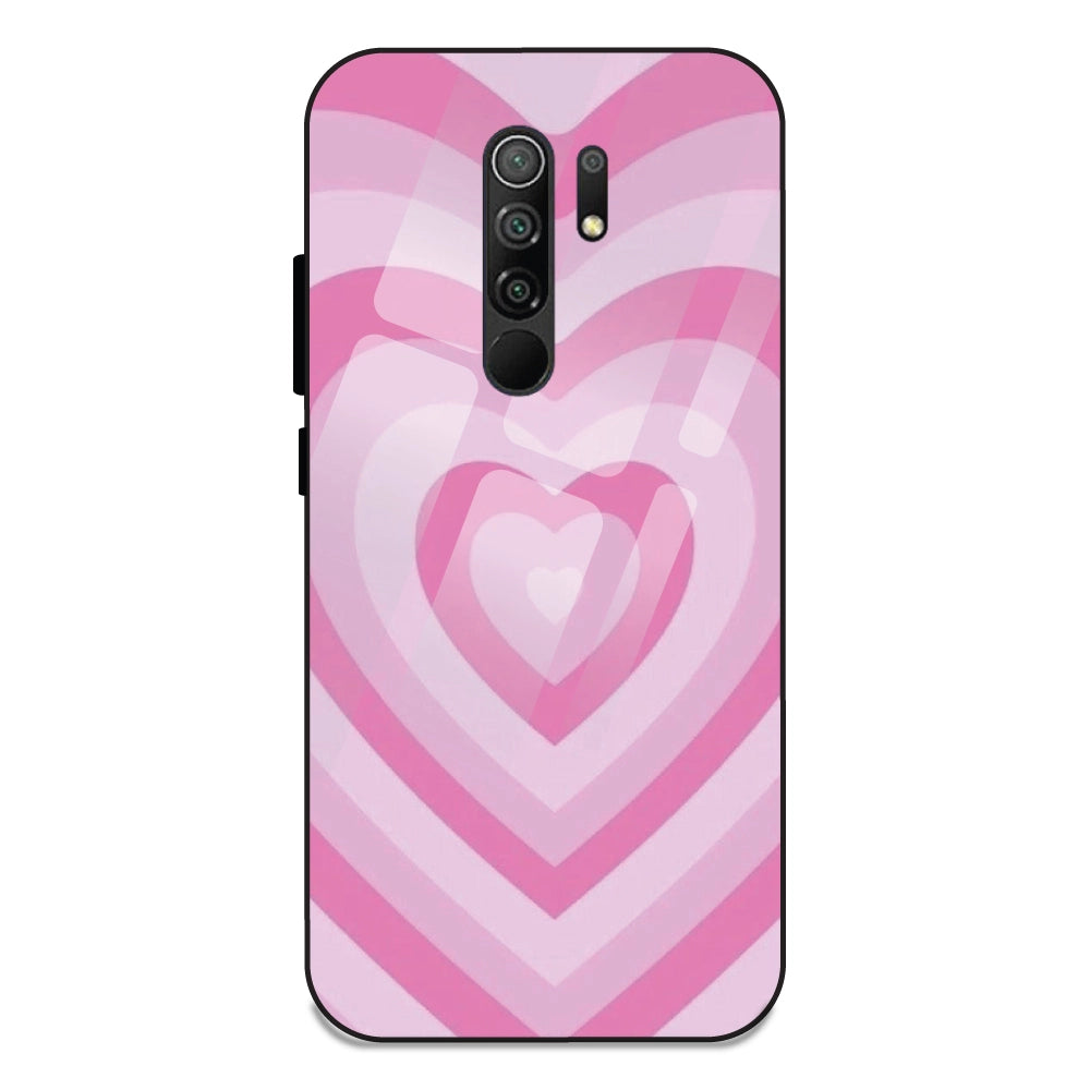 Pink Hearts - Glass Case For Redmi 9 Prime