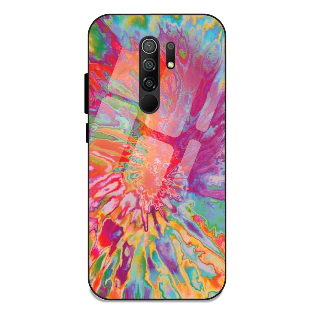 Orange Splash Tie Dye - Glass Case For Redmi 9 Prime
