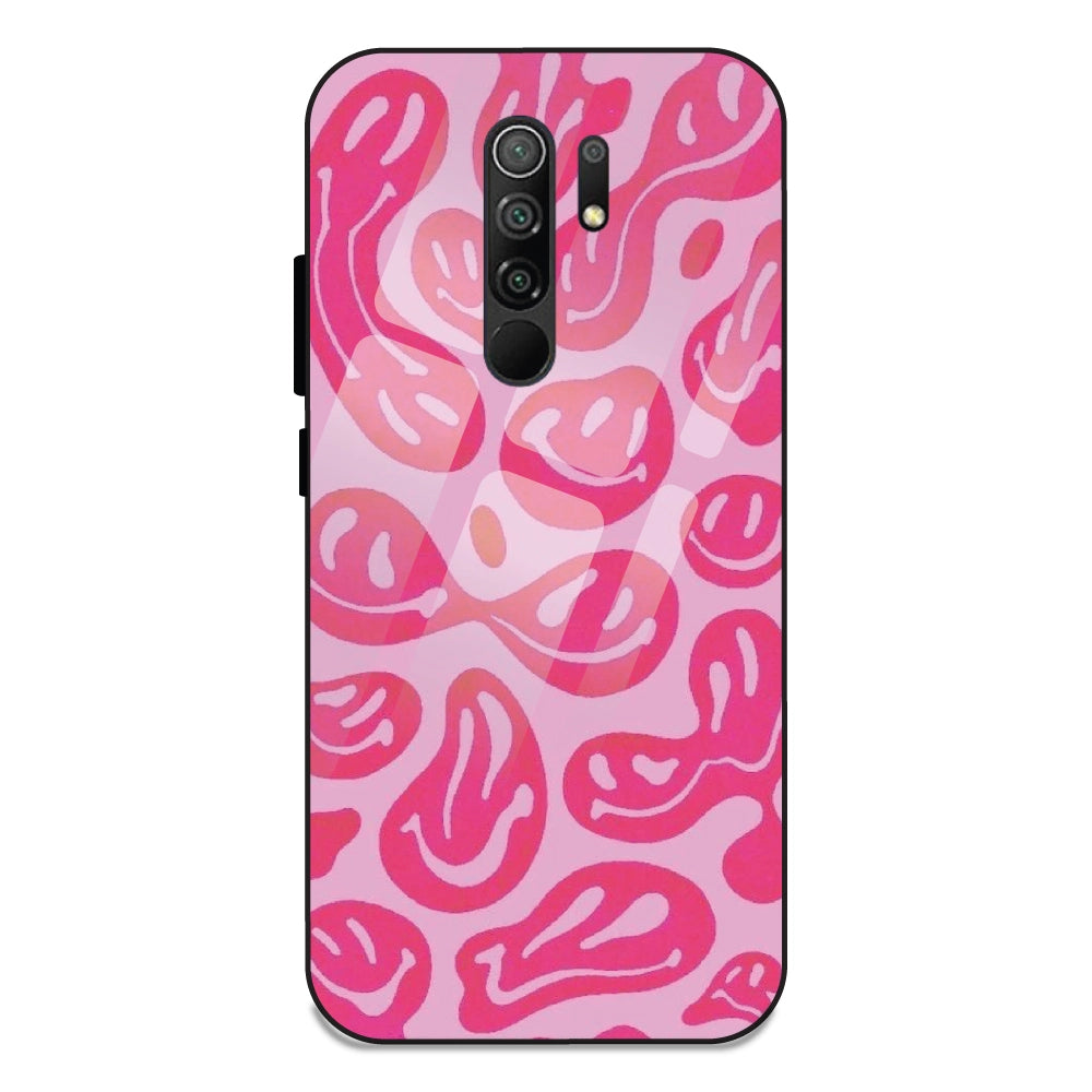 Pink Smilies - Glass Case For Redmi 9 Prime