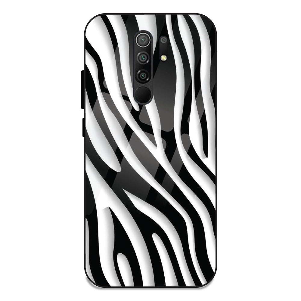 Zebra Print - Glass Case For Redmi 9 Prime